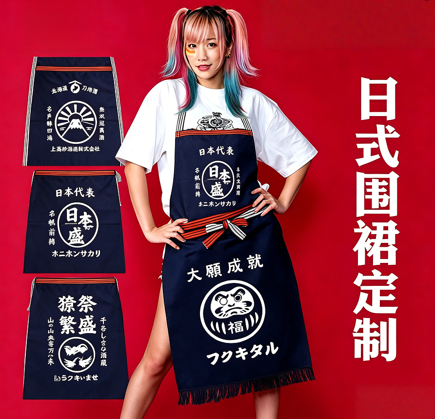 Home Cooking In Japanese - Japanese Style Waist Apron Canvas Chef