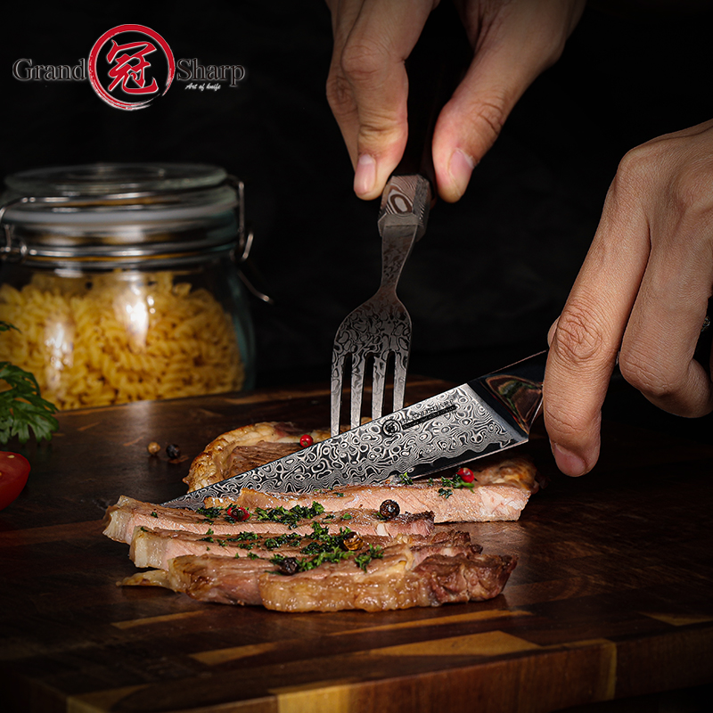 Grandsharp 4Pcs Damascus Steak - Home Cooking In Japanese recensie en prijs